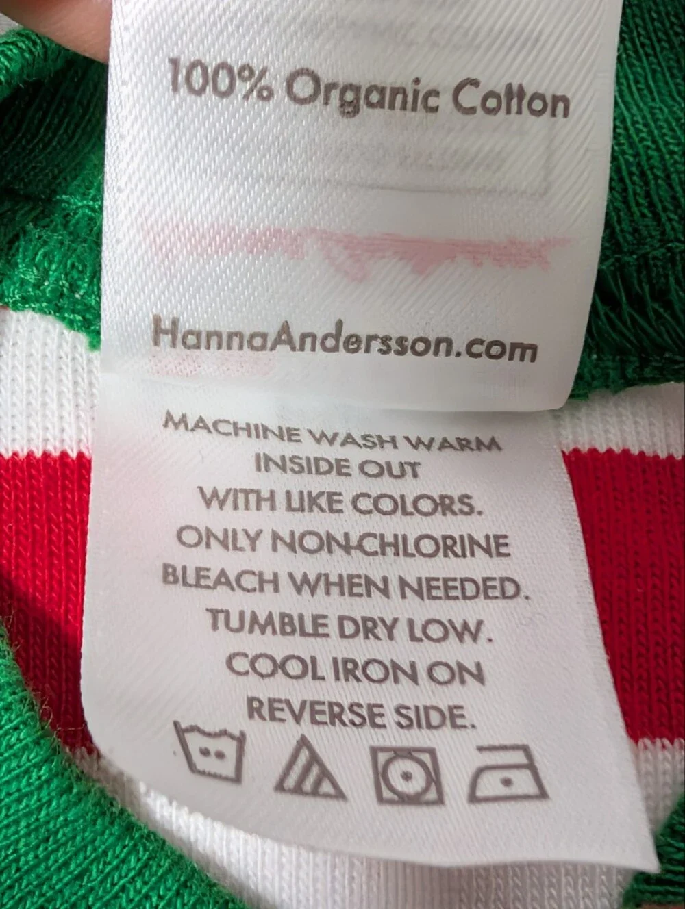 Hanna Andersson Red & White Striped Footed Zipper Pajamas with Green Trim